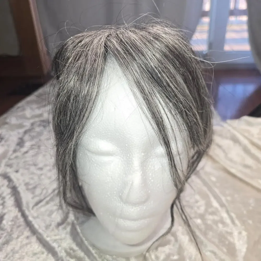 Synthetic Gray Hair Topper for Thinning hair
